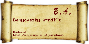 Benyovszky Arnót névjegykártya